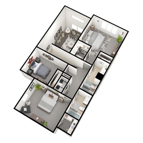 Floor plan for 3 beds, 2.5 baths, 1454 sqft